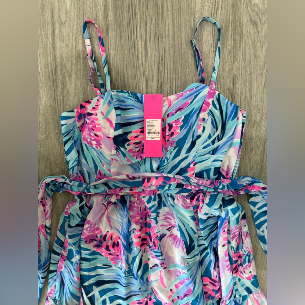 Lilly Pulitzer Aviana Maxi Dress, Mr. Peacock Blue - Tweet Hearts, Size 4, NWT - Picture 4 of 5